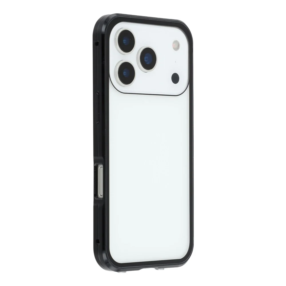 For iPhone 17 Pro Max Case with Anti-Spy Screen Protector Tempered Glass Metal Phone Cover Magnetic Clasp - Black - Image 2
