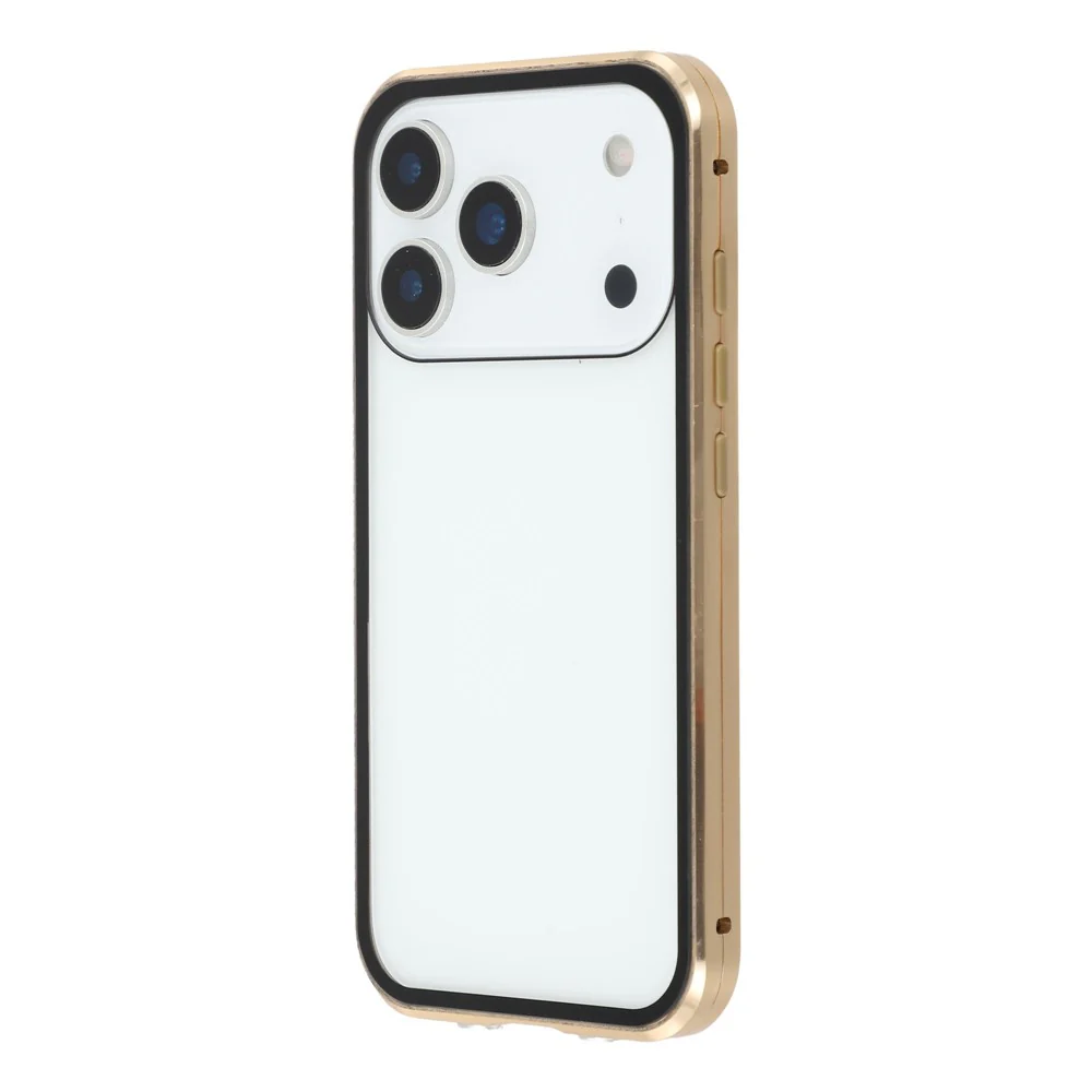 For iPhone 17 Pro Max Case with Anti-Spy Screen Protector Tempered Glass Metal Phone Cover Magnetic Clasp - Gold - Image 5
