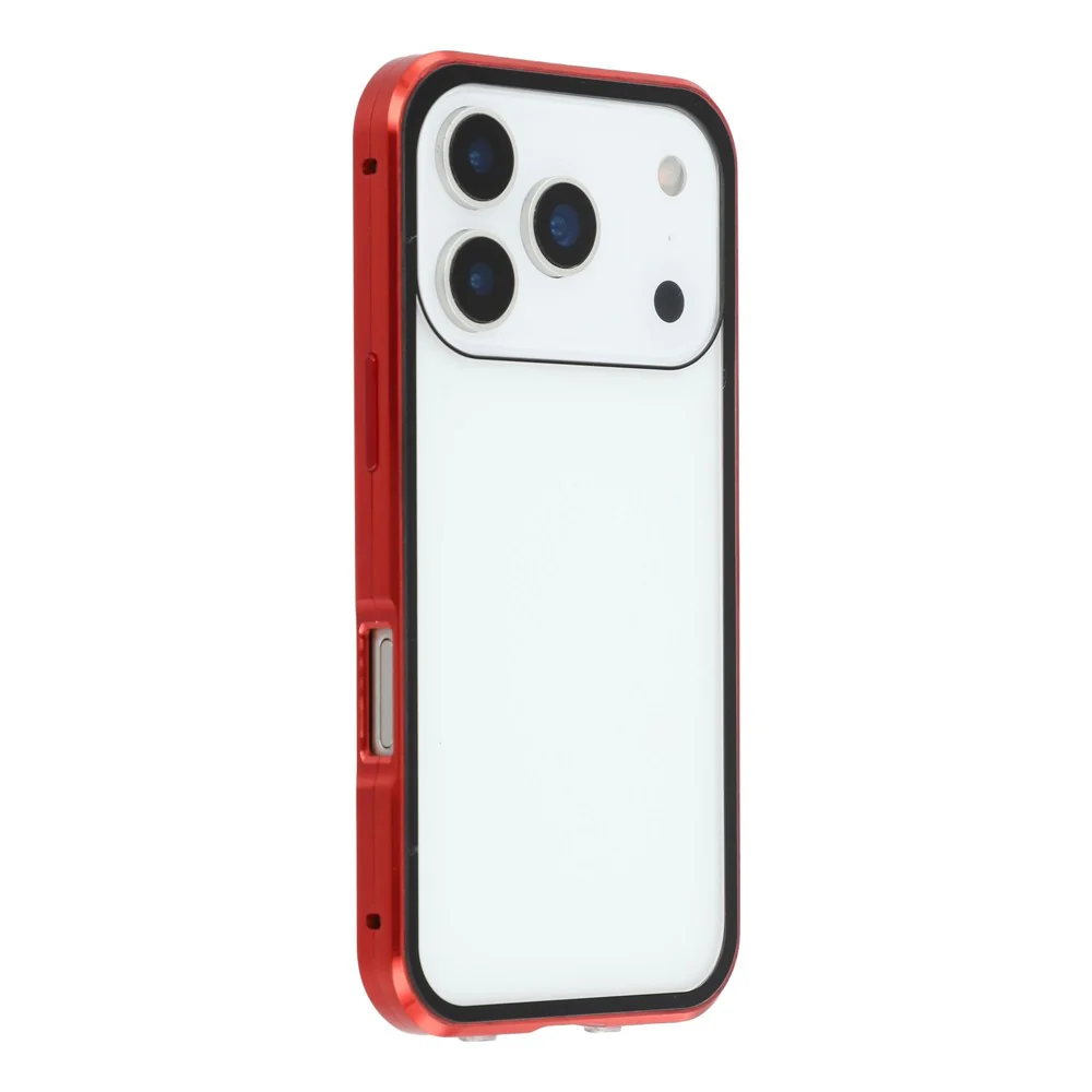For iPhone 17 Pro Max Case with Anti-Spy Screen Protector Tempered Glass Metal Phone Cover Magnetic Clasp - Red - Image 2