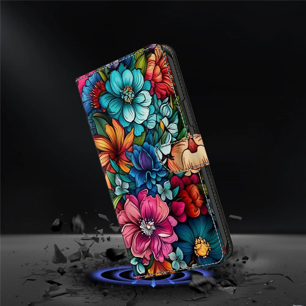 For iPhone 17 Pro Max Case with Card Slot Pattern Printed TPU + PU Leather Flip Phone Cover - Staphyllum - Image 4
