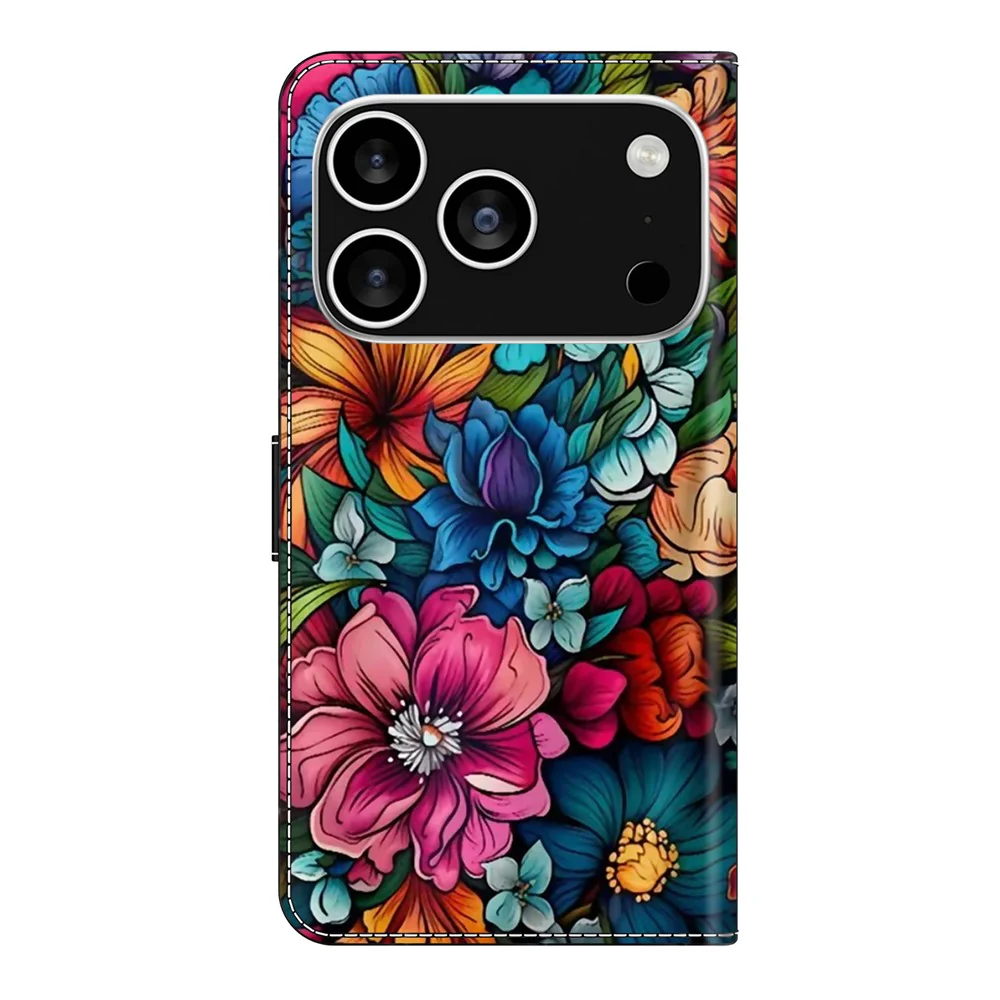For iPhone 17 Pro Max Case with Card Slot Pattern Printed TPU + PU Leather Flip Phone Cover - Staphyllum - Image 6