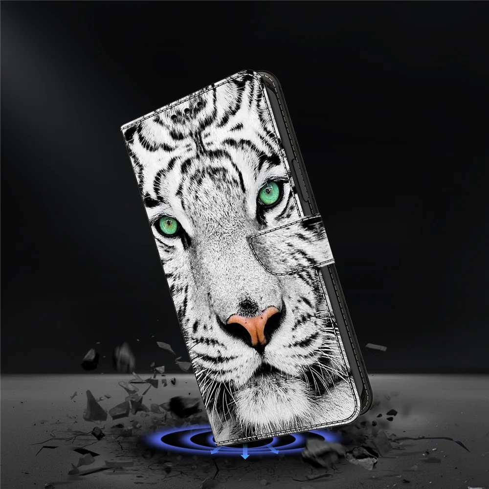 For iPhone 17 Pro Max Case with Card Slot Pattern Printed TPU + PU Leather Flip Phone Cover - Tiger Face - Image 4