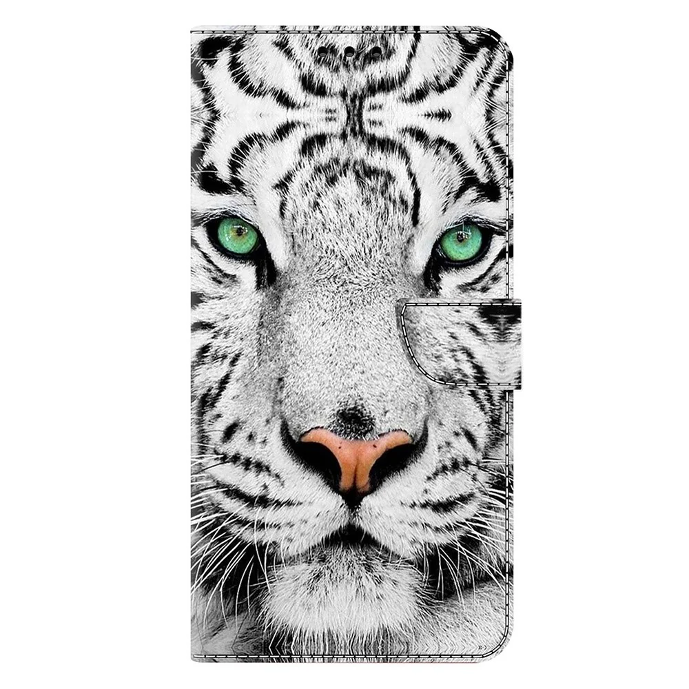 For iPhone 17 Pro Max Case with Card Slot Pattern Printed TPU + PU Leather Flip Phone Cover - Tiger Face - Image 5
