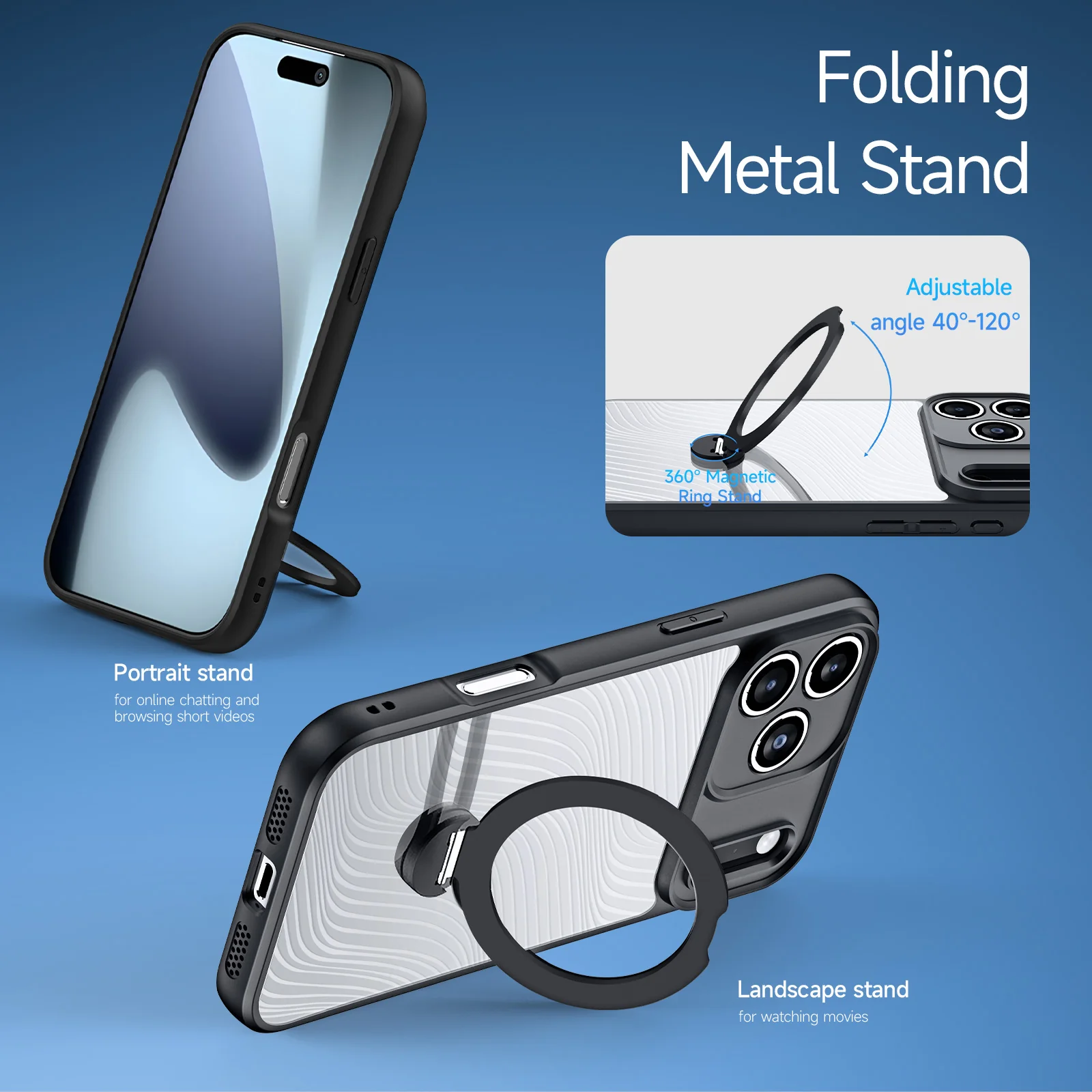 For iPhone 17 Pro Max Case with Kickstand DUX DUCIS Aimo Series Compatible with MagSafe TPU+PC Phone Cover (REACH Certification) - Black - Image 4