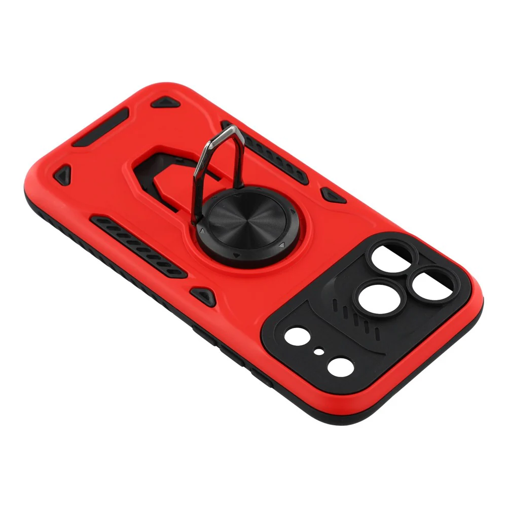 For iPhone 17 Pro Max Case with Kickstand Shockproof TPU + PC Phone Back Cover - Red - Image 5