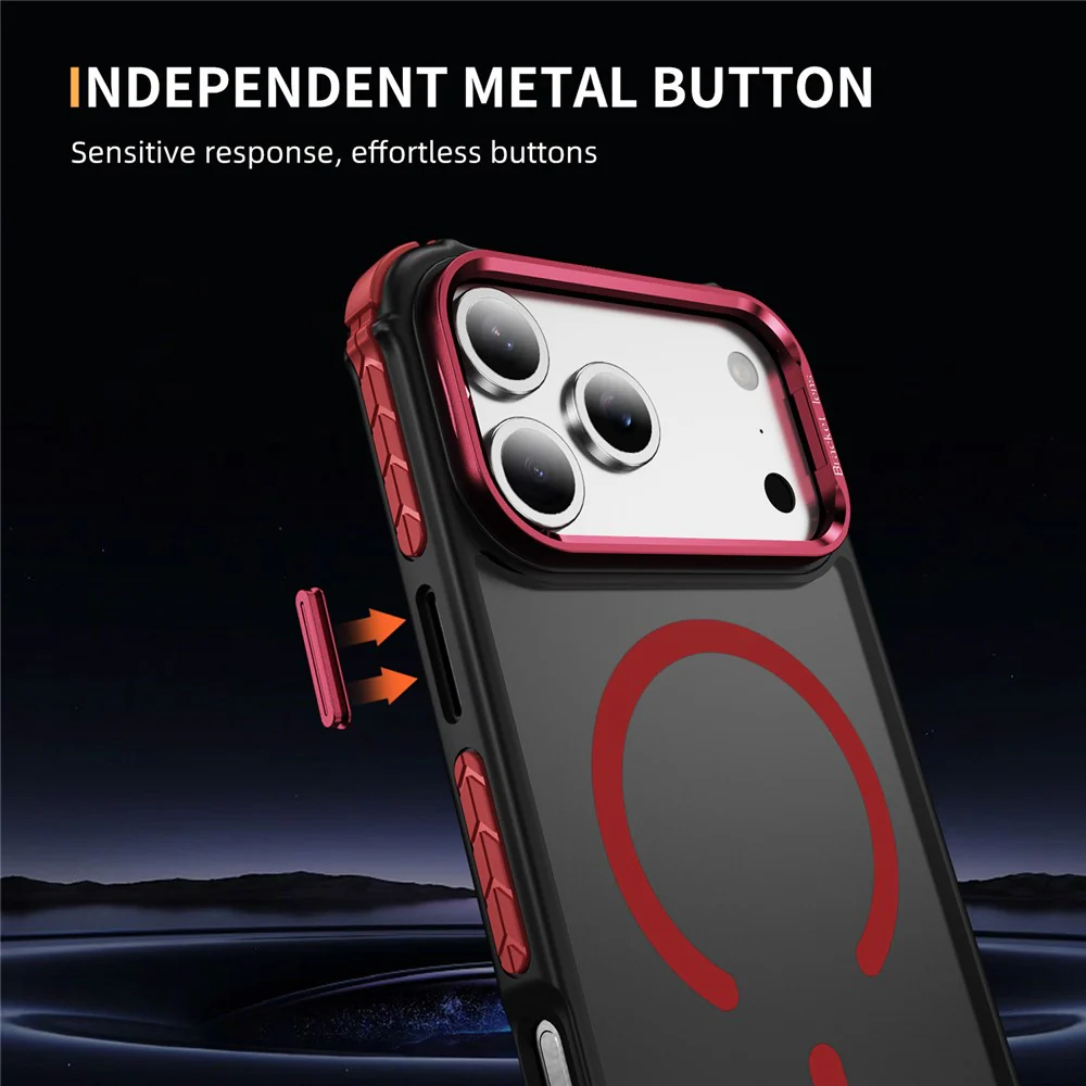 For iPhone 17 Pro Max Case with Lens Kickstand Matte Phone Back Cover Compatible with MagSafe - Red - Image 6
