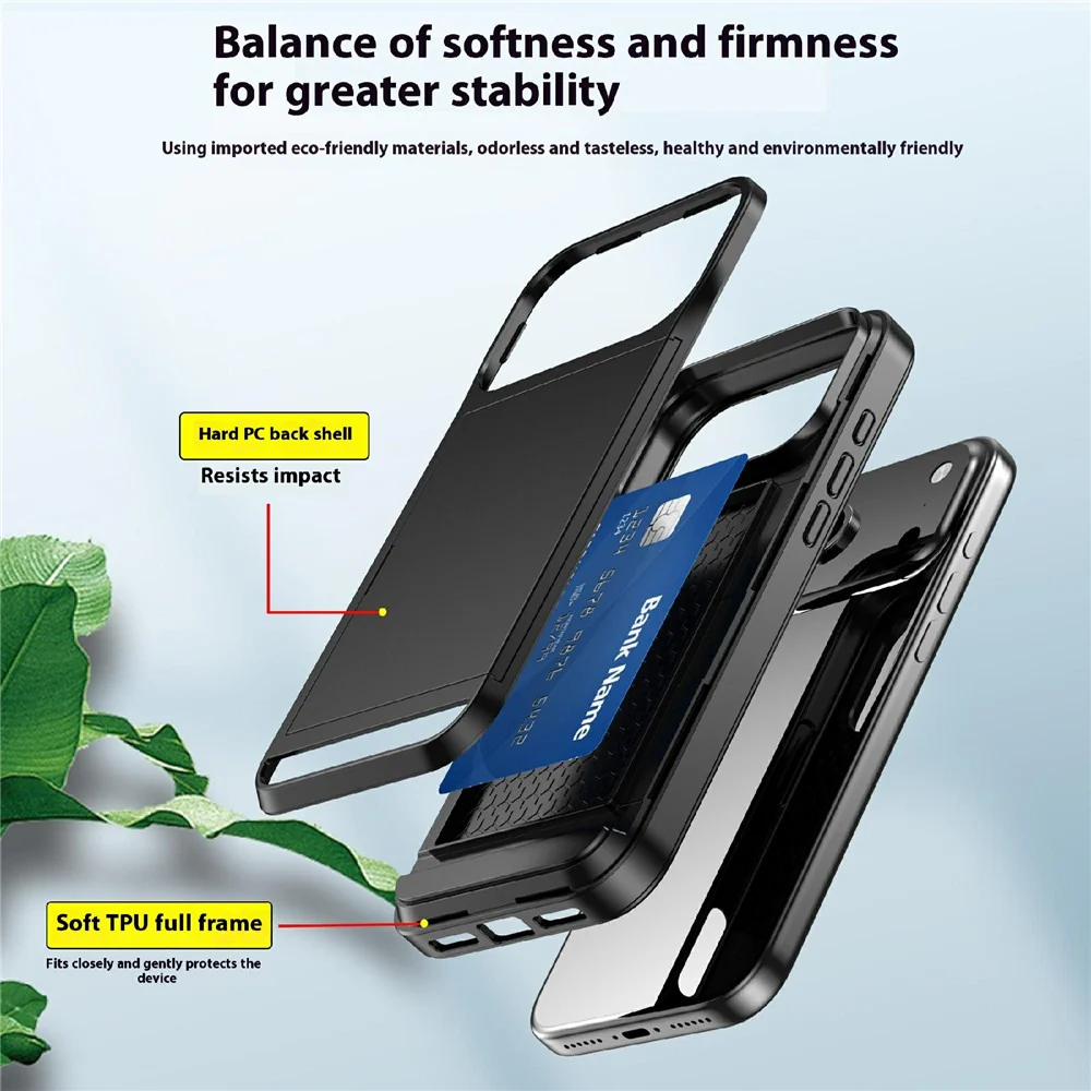 For iPhone 17 Pro Max Case with Sliding Card Holder PC + TPU Phone Back Cover - Sky Blue - Image 8