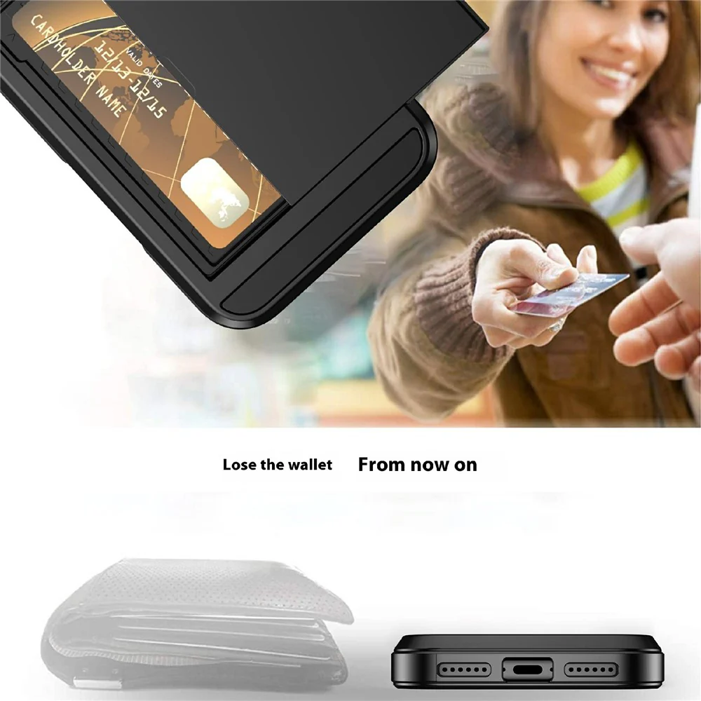 For iPhone 17 Pro Max Case with Sliding Card Holder PC + TPU Phone Back Cover - White - Image 6