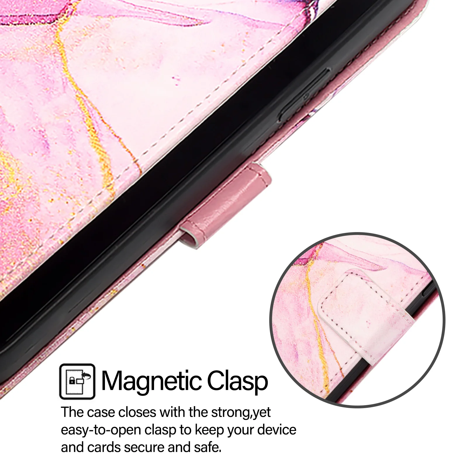 For iPhone 17 Pro Max Case with Strap Marble Pattern Leather Phone Cover Card Holder - Pink / Purple / Gold LS001 - Image 2