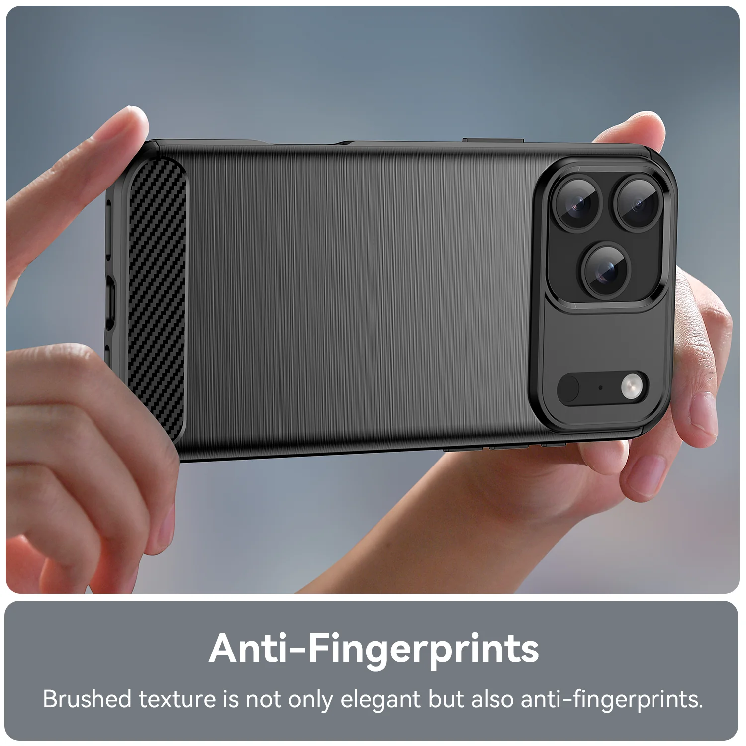 For iPhone 17 Pro Max Case with Tempered Glass WANLONFENG LS Series Brushed Texture TPU Phone Cover - Black - Image 6