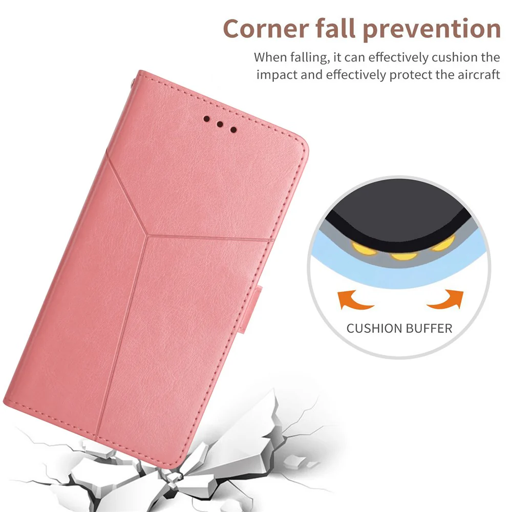 For iPhone 17 Pro Max Case with Wrist Strap Y Shaped Lines Imprint Leather Phone Cover - Pink - Image 4