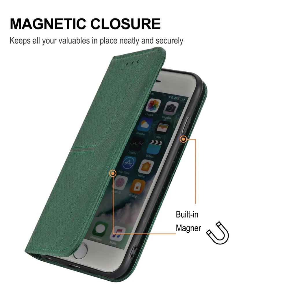For iPhone 17 Pro Max Case Woven Texture PU Leather Wallet Phone Cover with Wrist Strap - Green - Image 6