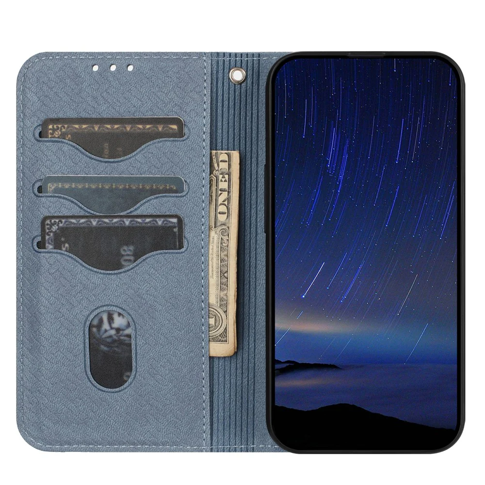 For iPhone 17 Pro Max Case Woven Texture PU Leather Wallet Phone Cover with Wrist Strap - Grey - Image 2