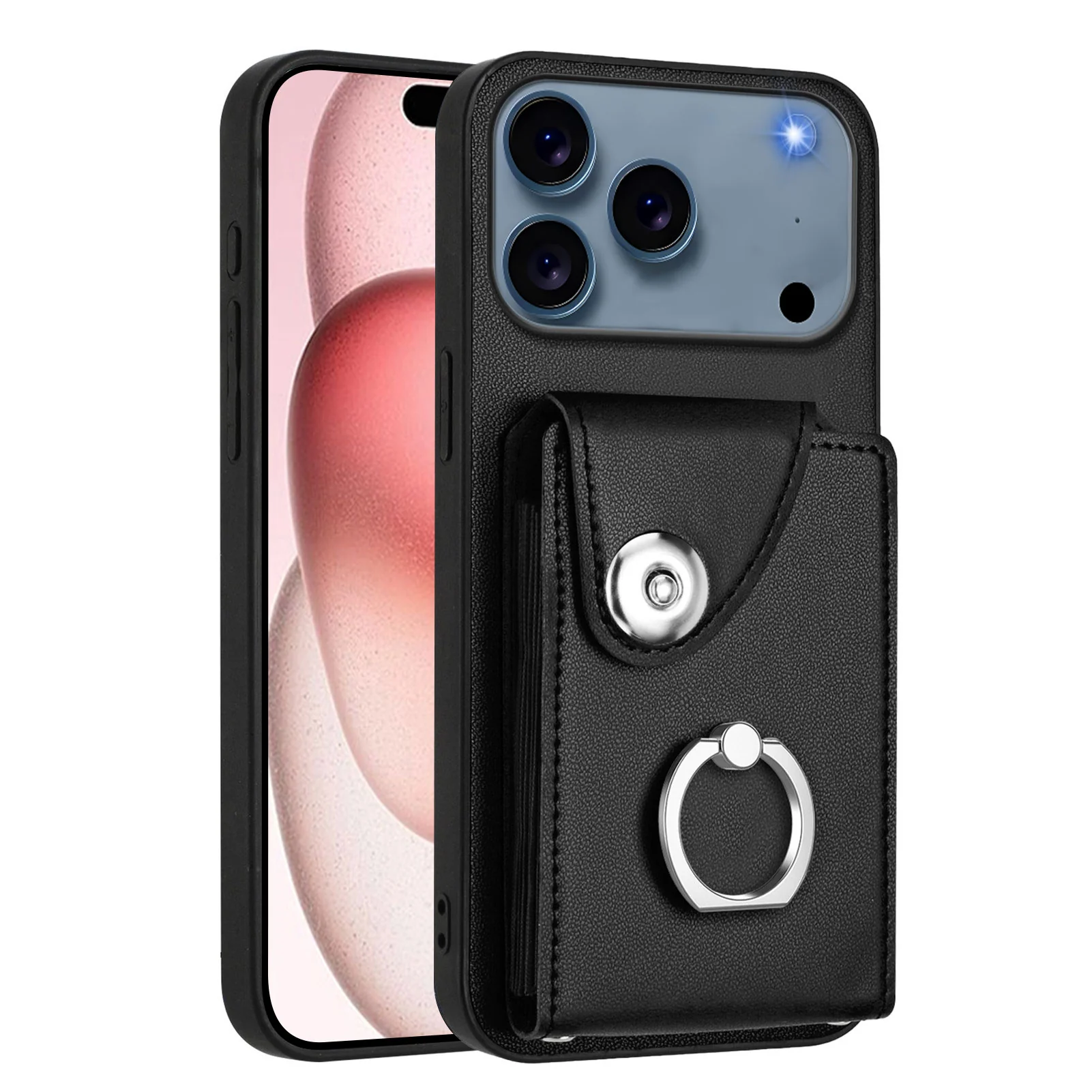 For iPhone 17 Pro Max Case YB Leather Coating Series - Black