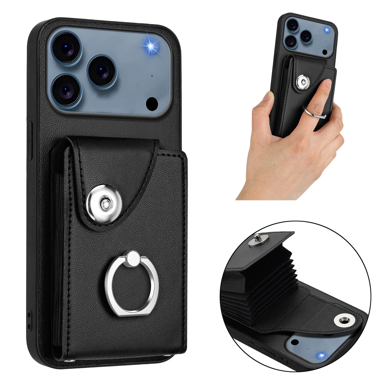 For iPhone 17 Pro Max Case YB Leather Coating Series - Black - Image 4