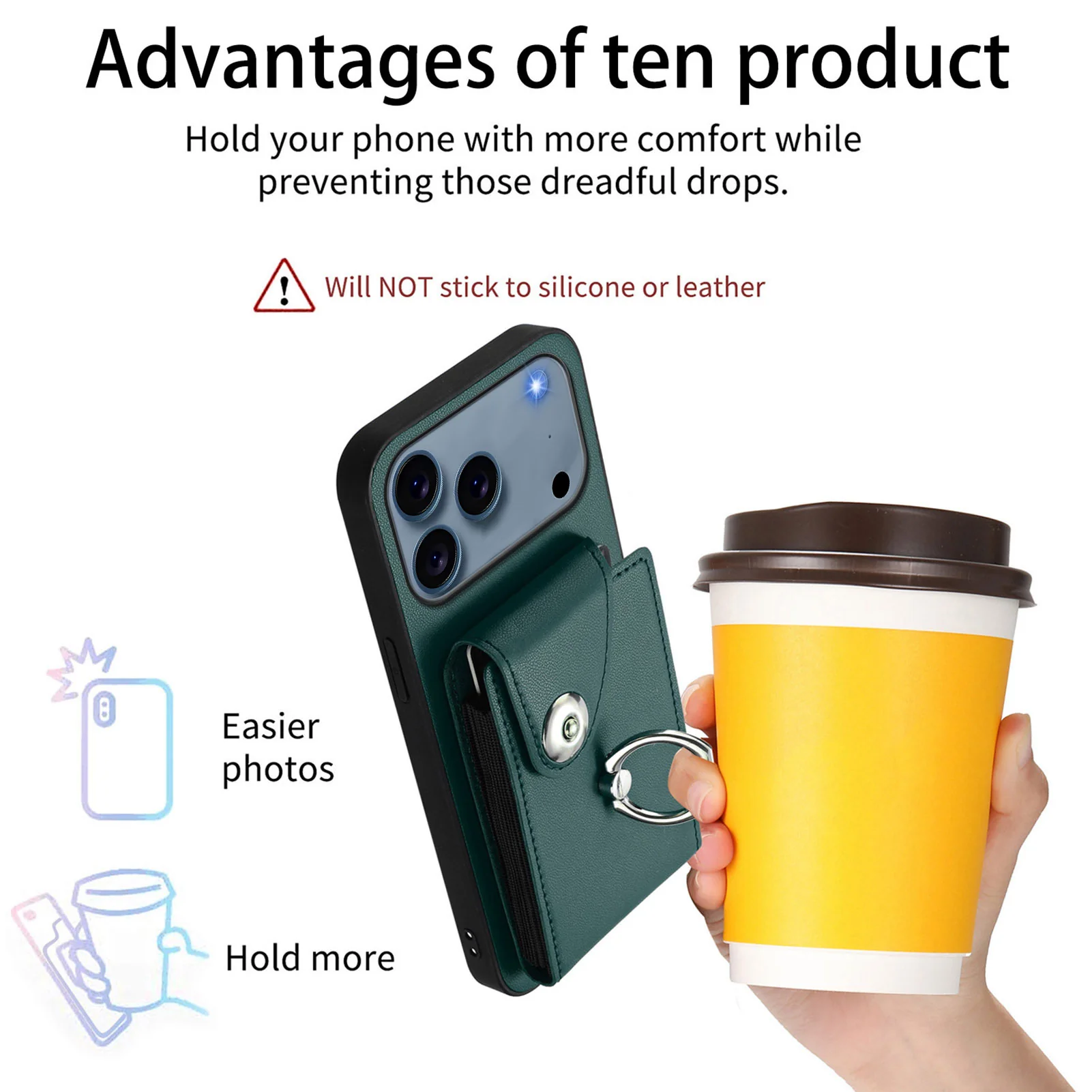 For iPhone 17 Pro Max Case YB Leather Coating Series - Green - Image 8