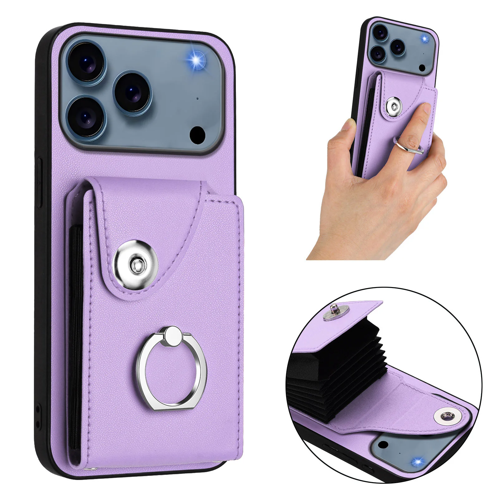 For iPhone 17 Pro Max Case YB Leather Coating Series - Purple - Image 4