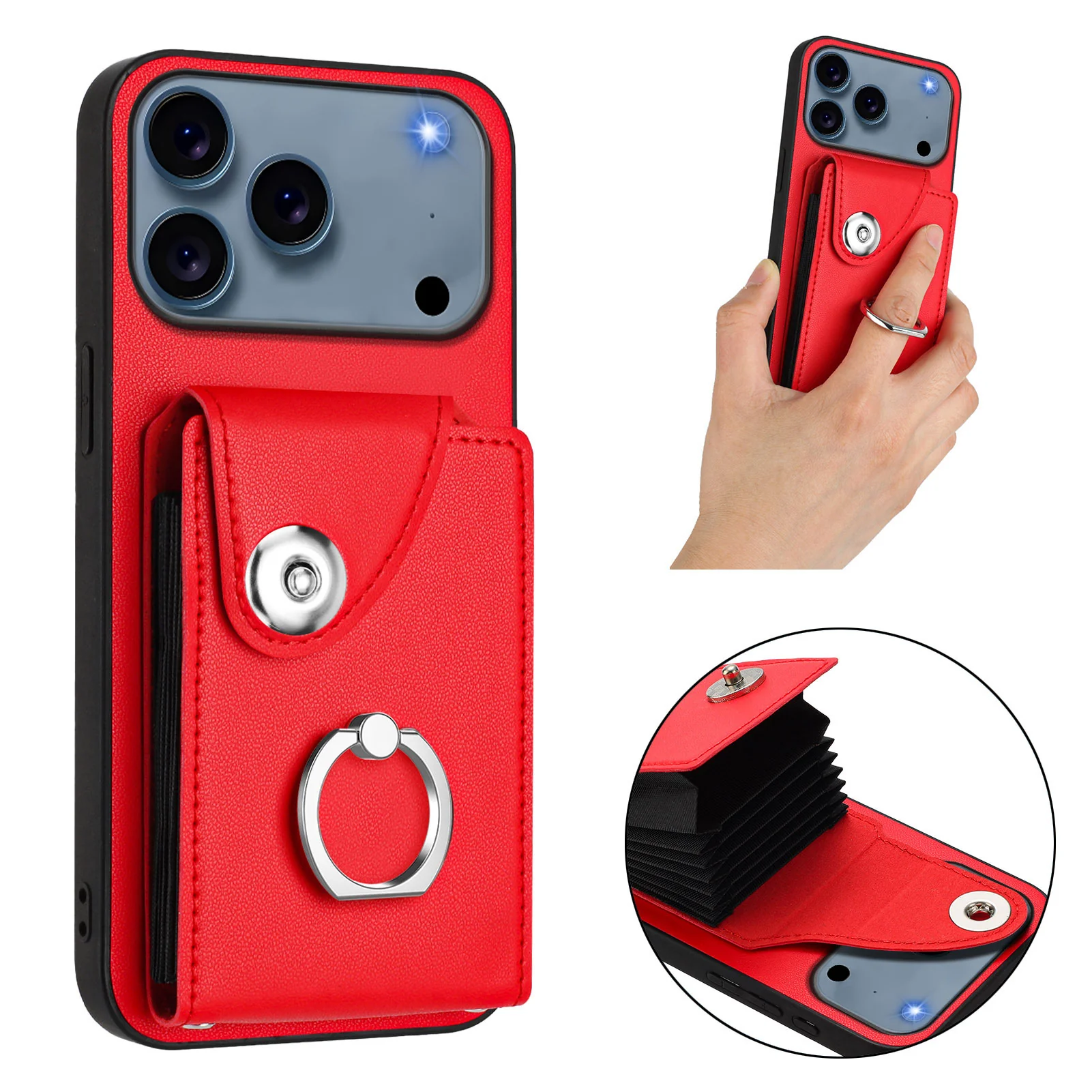 For iPhone 17 Pro Max Case YB Leather Coating Series - Red - Image 4