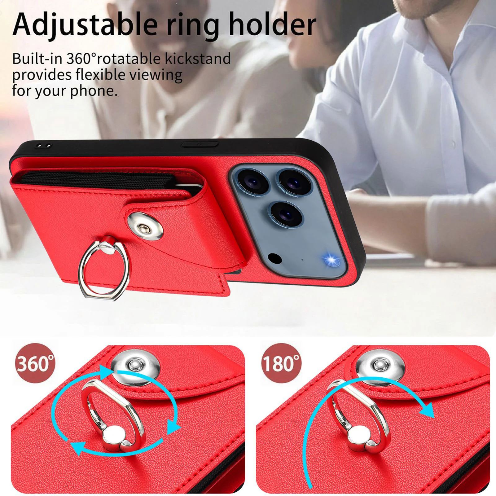 For iPhone 17 Pro Max Case YB Leather Coating Series - Red - Image 5