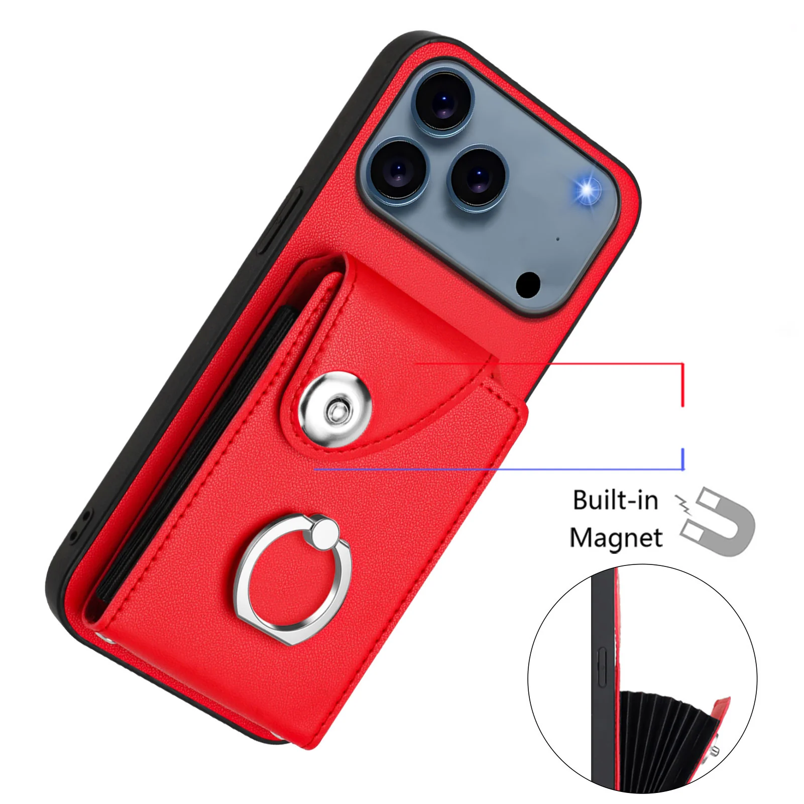 For iPhone 17 Pro Max Case YB Leather Coating Series - Red - Image 7