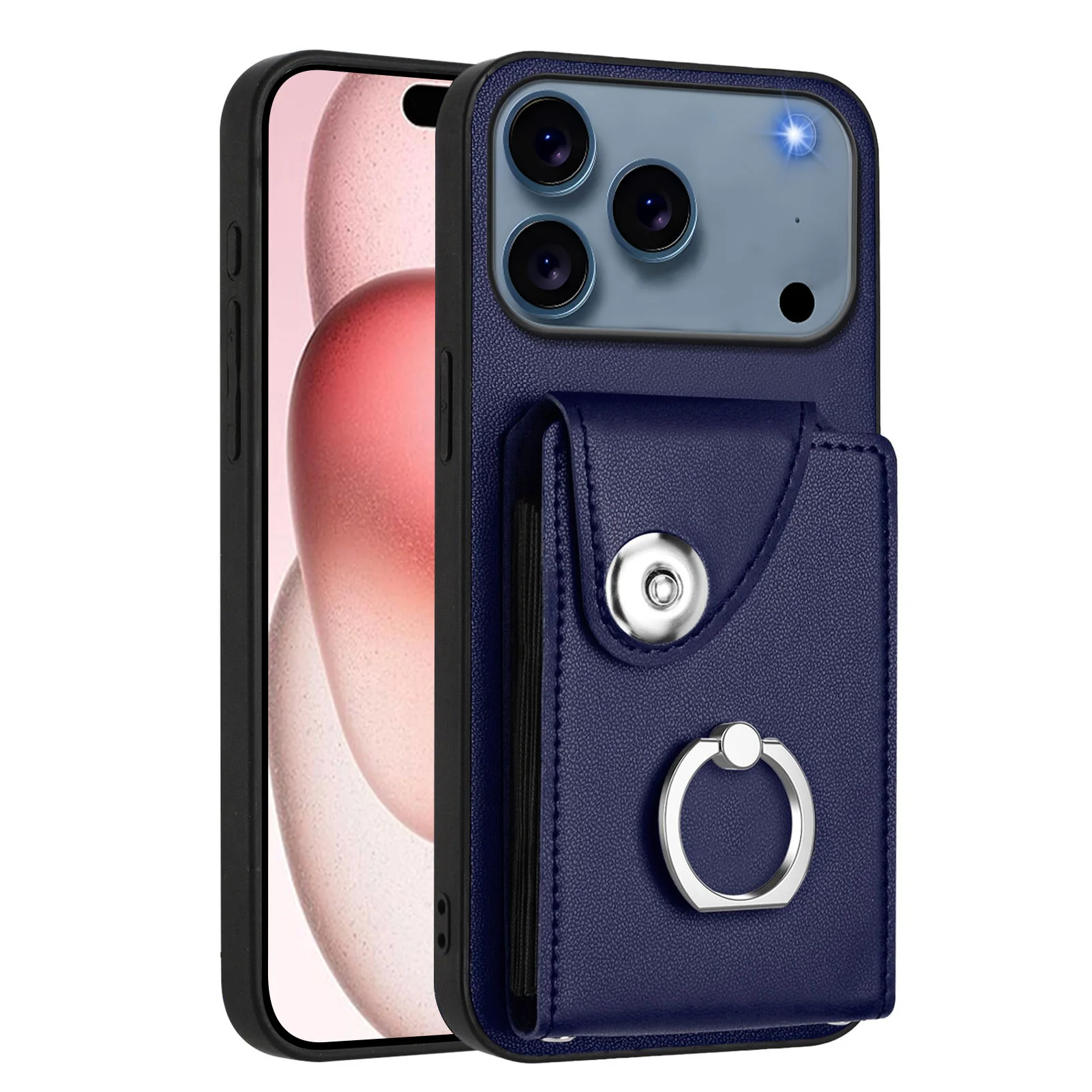 For iPhone 17 Pro Max Case YB Leather Coating Series - Sapphire