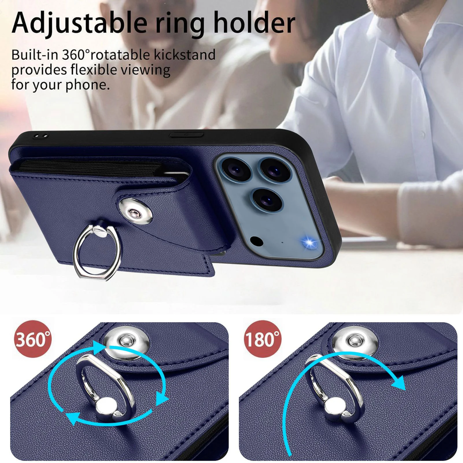 For iPhone 17 Pro Max Case YB Leather Coating Series - Sapphire - Image 5