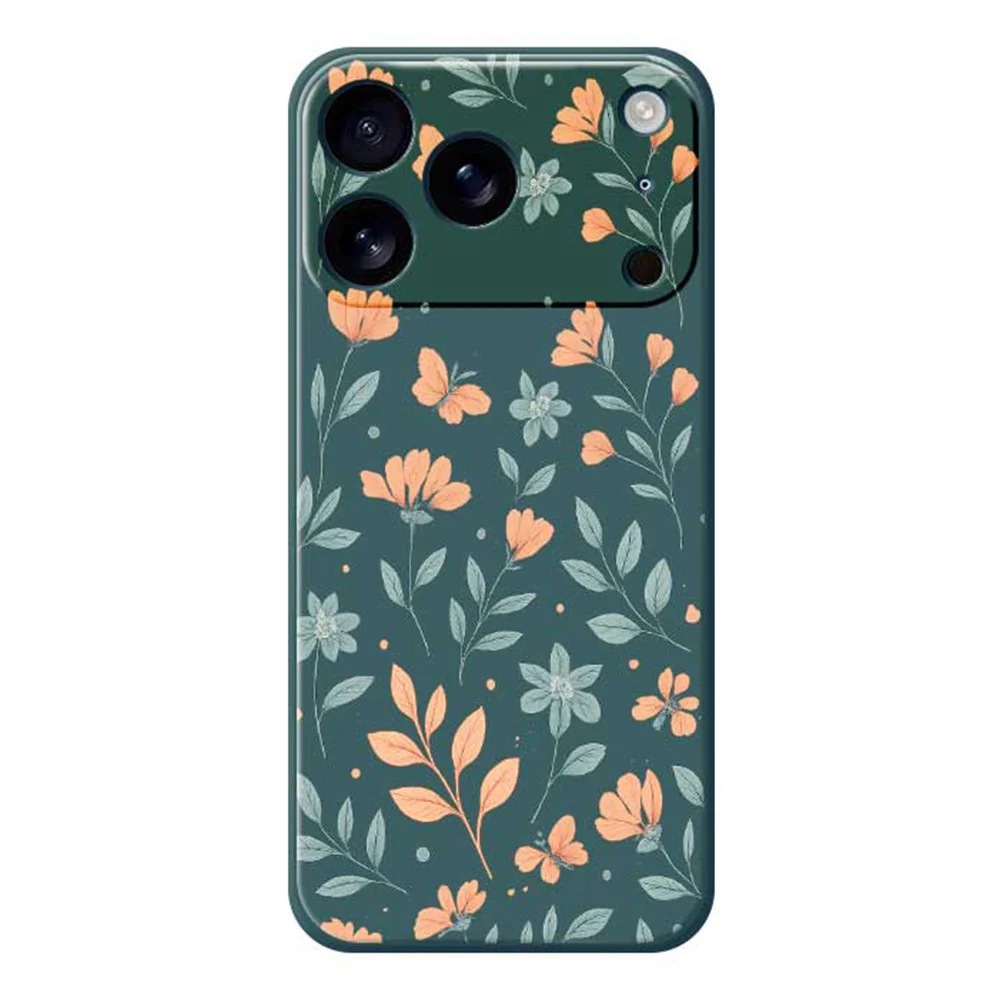 For iPhone 17 Pro Max Case Yellow Flowers Pattern Printing Straight Edge TPU Phone Back Cover - Green