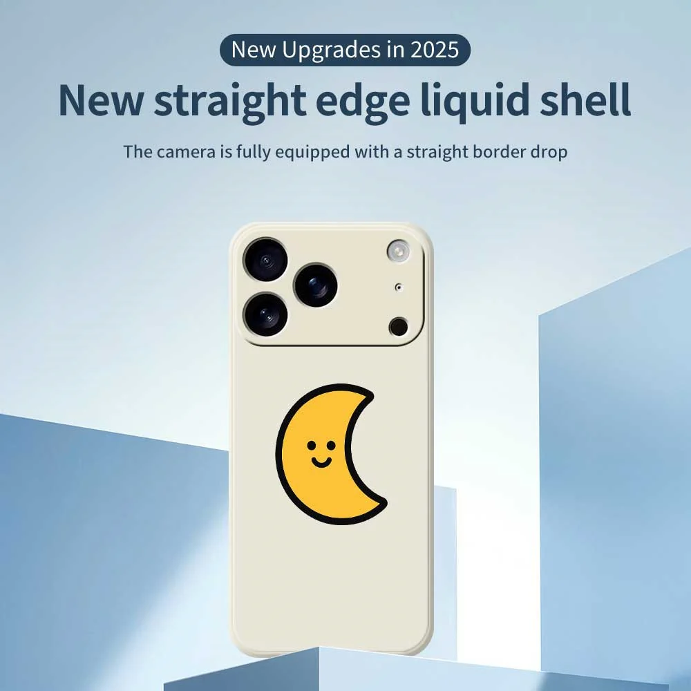 For iPhone 17 Pro Max Case Yellow Moon Pattern Printing Straight Edge TPU Phone Back Cover - Black - Image 2