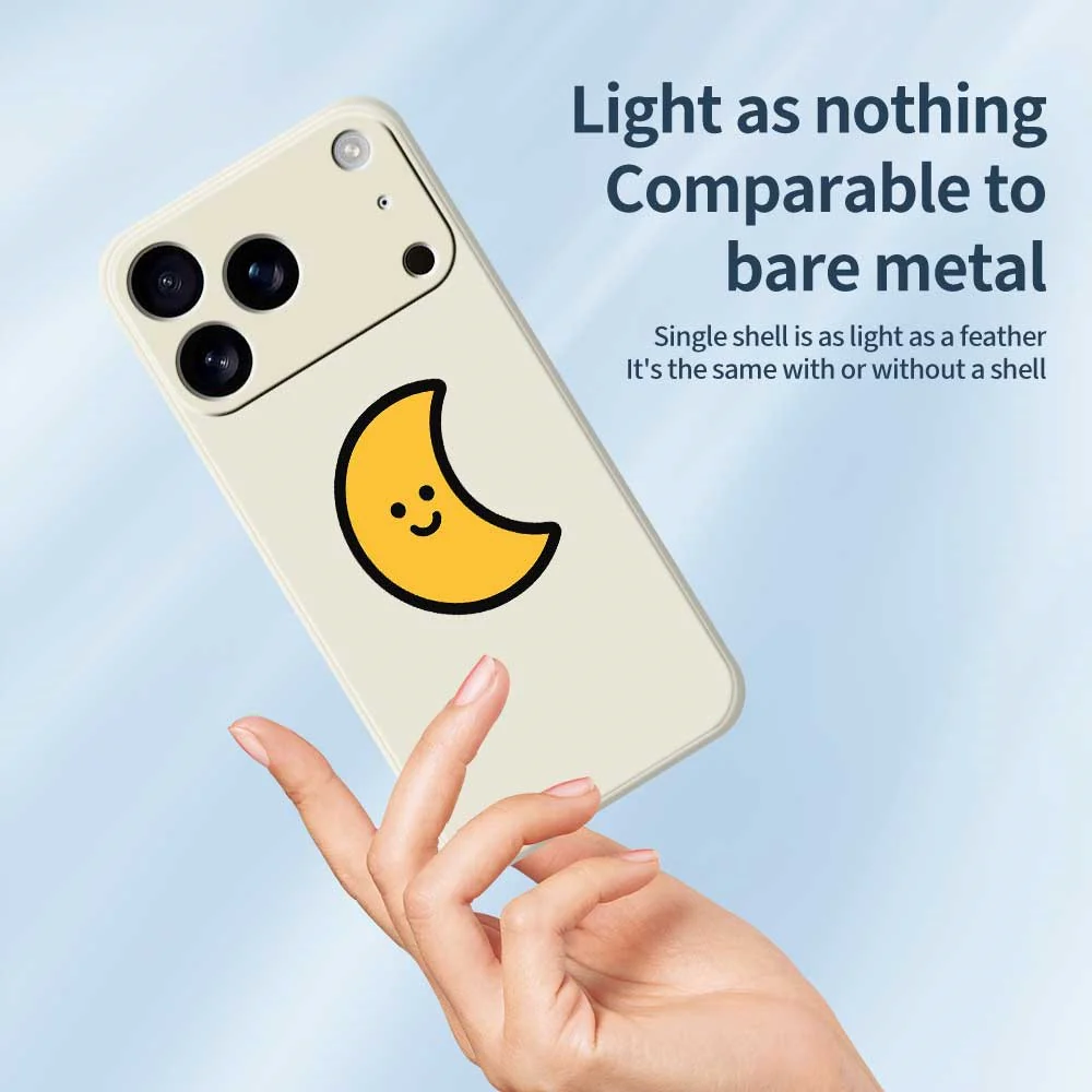 For iPhone 17 Pro Max Case Yellow Moon Pattern Printing Straight Edge TPU Phone Back Cover - Black - Image 3