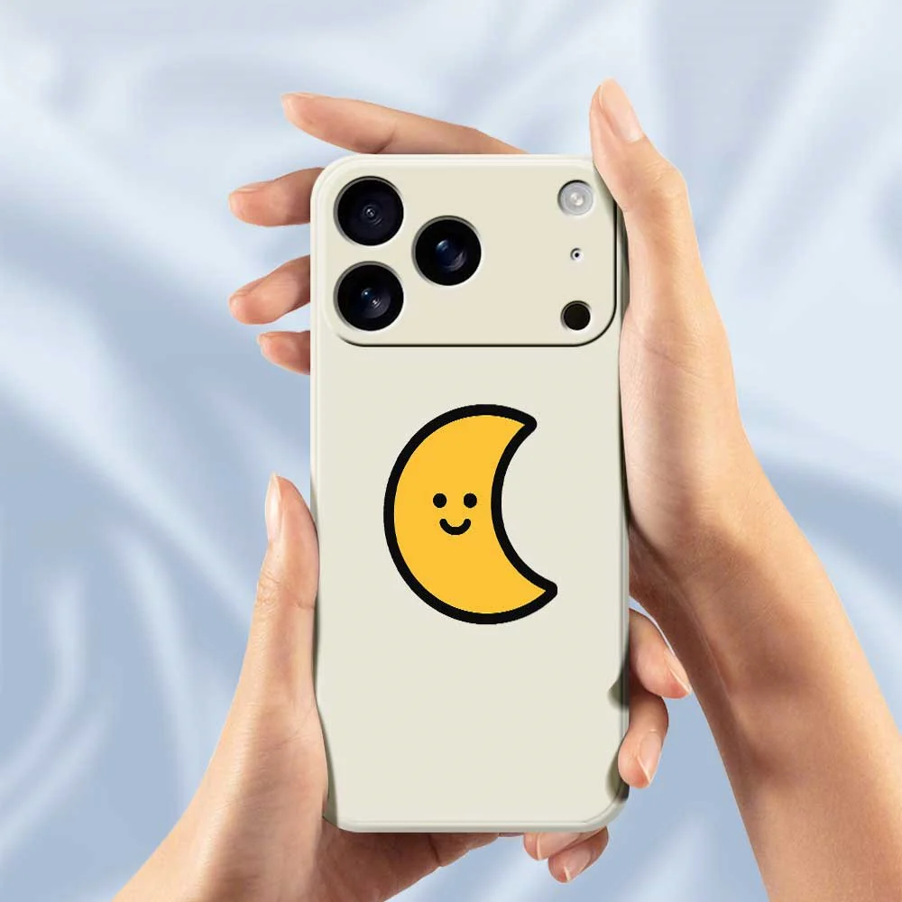 For iPhone 17 Pro Max Case Yellow Moon Pattern Printing Straight Edge TPU Phone Back Cover - Black - Image 4