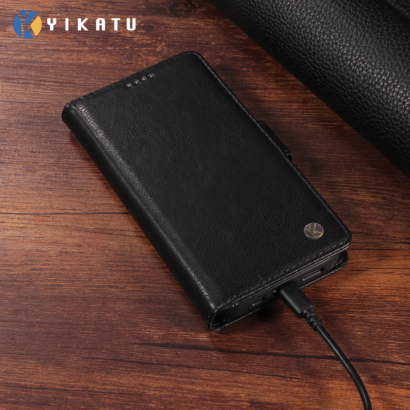 For iPhone 17 Pro Max Case YIKATU YK-007 Litchi Texture PU Leather Wallet Phone Cover - Black - Image 4