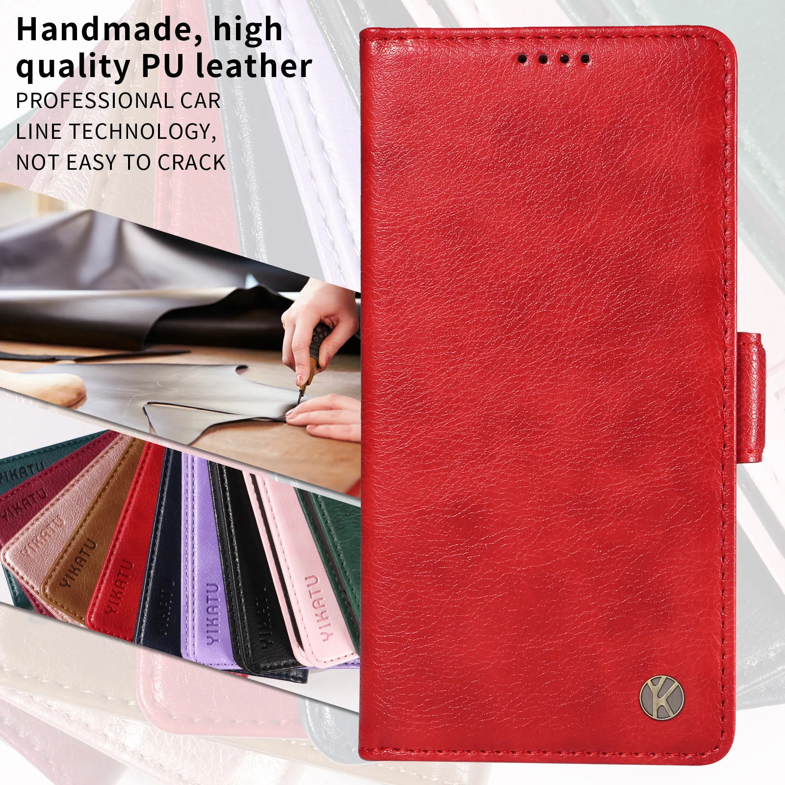 For iPhone 17 Pro Max Case YIKATU YK-007 Litchi Texture PU Leather Wallet Phone Cover - Red - Image 3