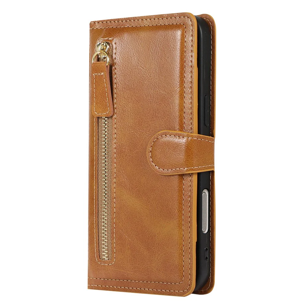 For iPhone 17 Pro Max Case Zipper Flip Leather Phone Cover with Card Holder - Orange - Image 6