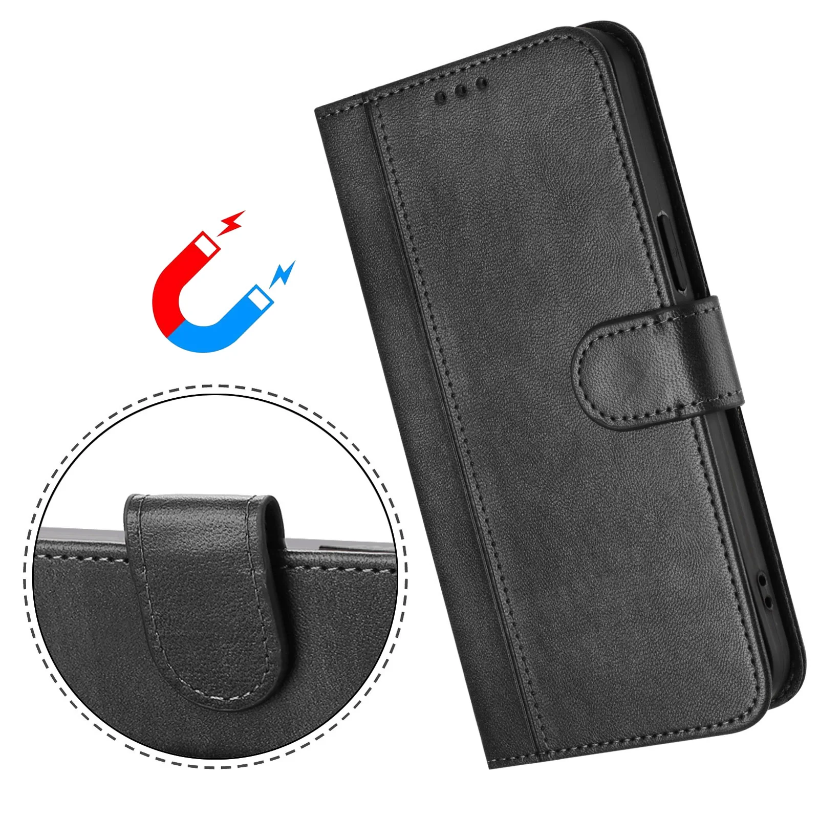 For iPhone 17 Pro Max Cases Wallet Stand Retro Texture Leather Phone Cover with Lanyard - Black - Image 3