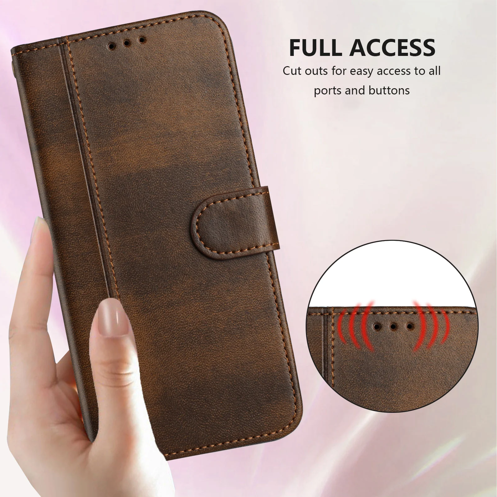 For iPhone 17 Pro Max Cases Wallet Stand Retro Texture Leather Phone Cover with Lanyard - Brown - Image 4