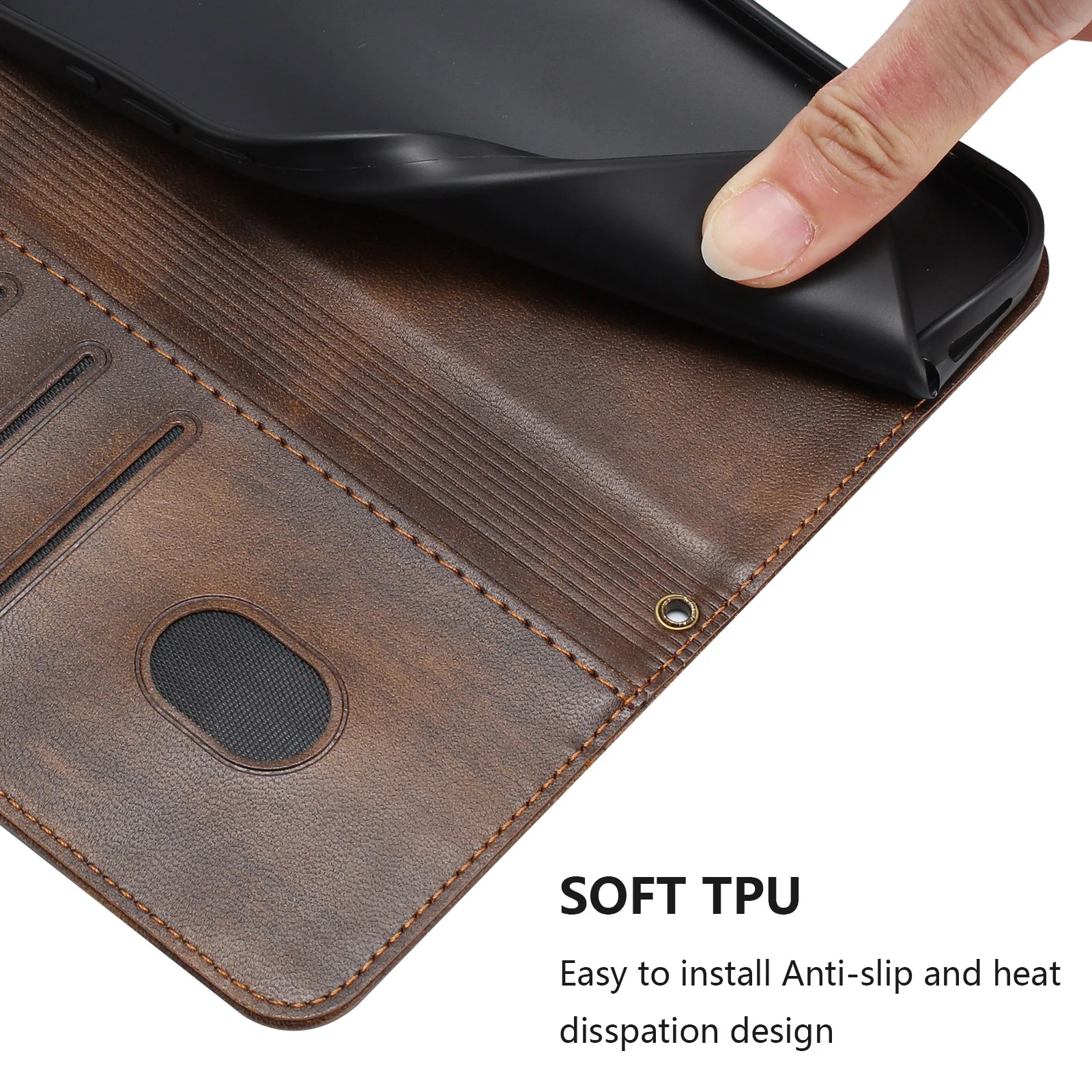For iPhone 17 Pro Max Cases Wallet Stand Retro Texture Leather Phone Cover with Lanyard - Brown - Image 6