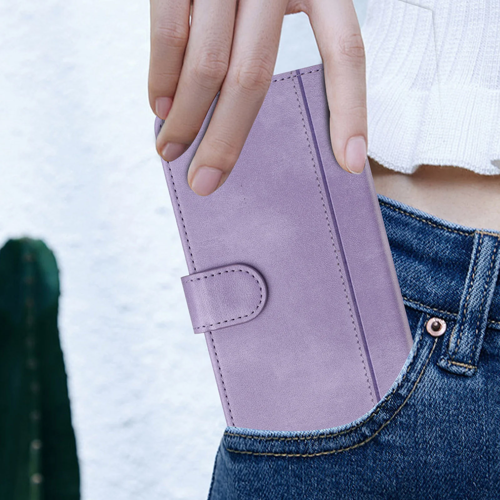 For iPhone 17 Pro Max Cases Wallet Stand Retro Texture Leather Phone Cover with Lanyard - Light Purple - Image 8