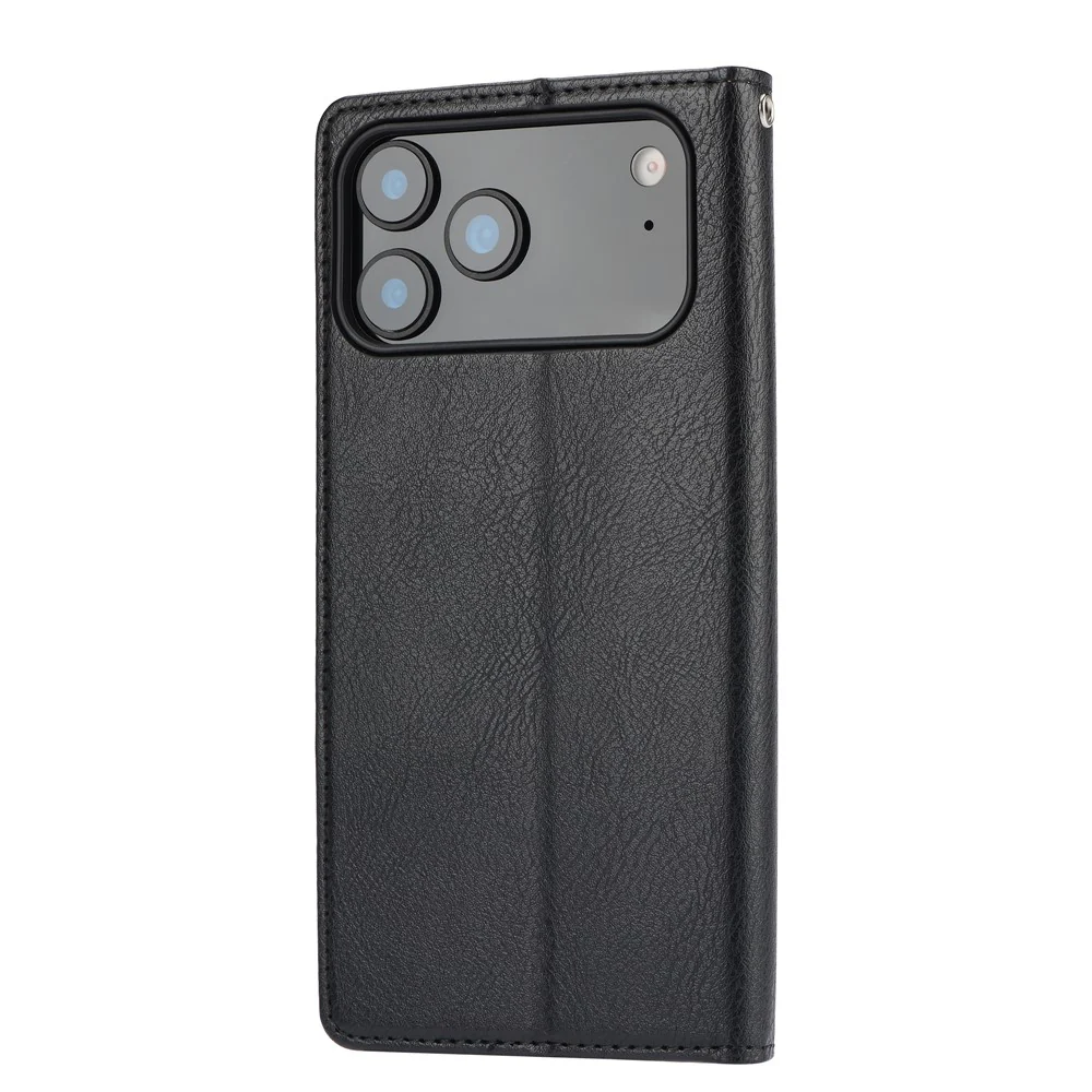 For iPhone 17 Pro Max Cell Phone Case Magnetic Closing PU Leather Stand Cover - Black - Image 6