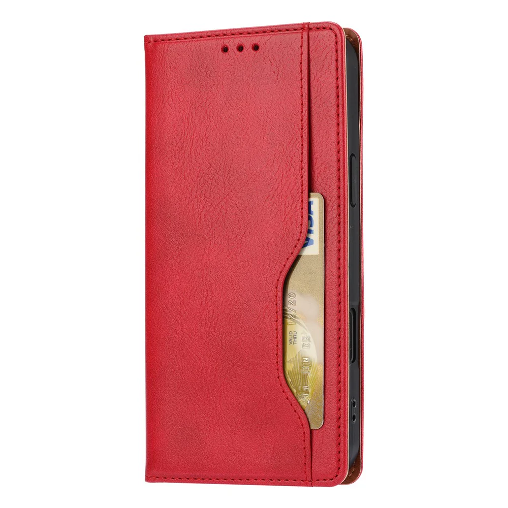 For iPhone 17 Pro Max Cell Phone Case Magnetic Closing PU Leather Stand Cover - Red - Image 5