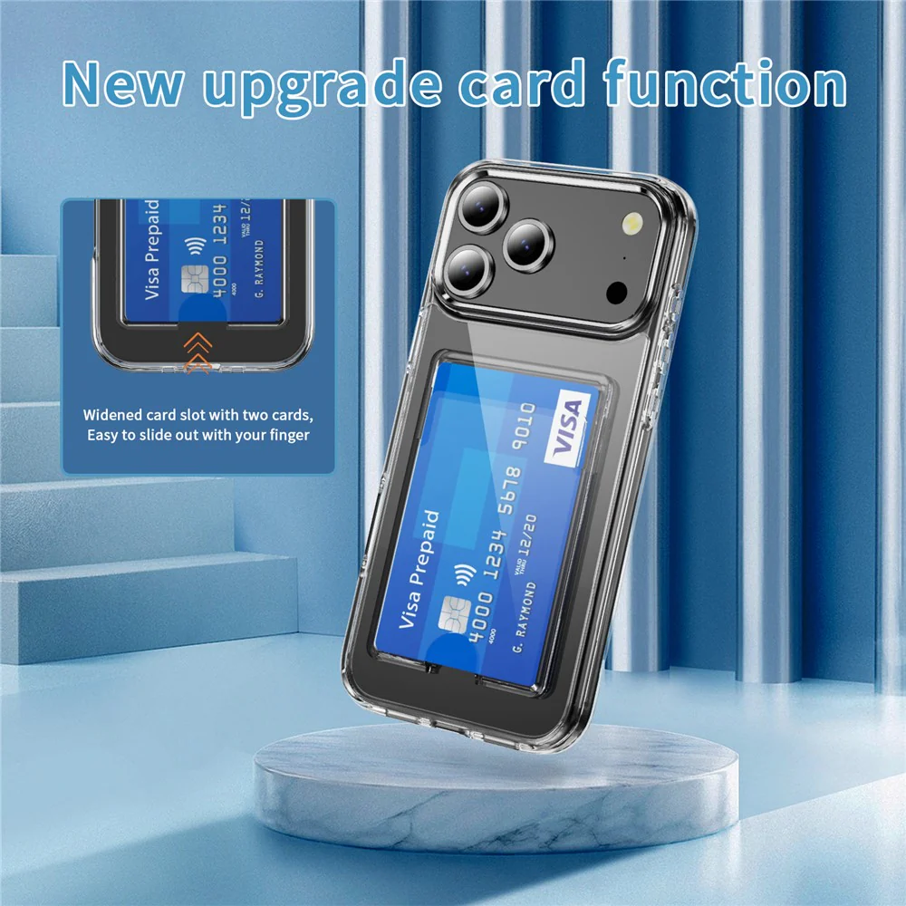 For iPhone 17 Pro Max Clear Case TPU + PC + Acrylic Cell Phone Case with Card Holder - Image 3