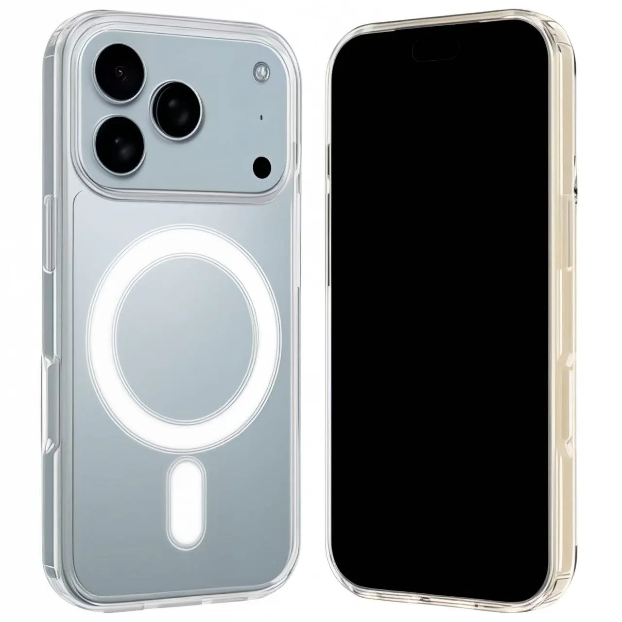 For iPhone 17 Pro Max Clear Case WANLONFENG LM1 Series Compatible with MagSafe with 2Pcs Screen Films (Big Lens Hole) - Transparent - Image 2