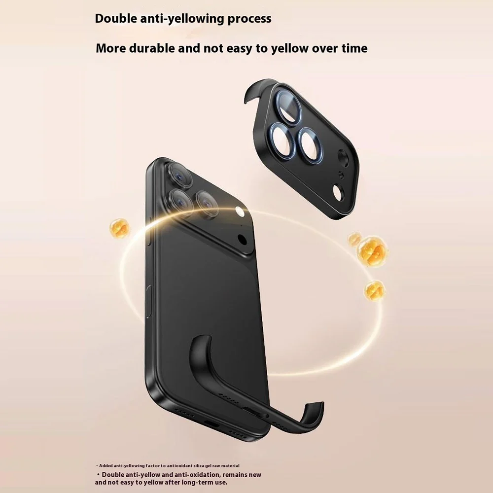 For iPhone 17 Pro Max Frameless Case Corner Edge Protection TPU Silicone Cover with Camera Lens Protector - Orange - Image 6