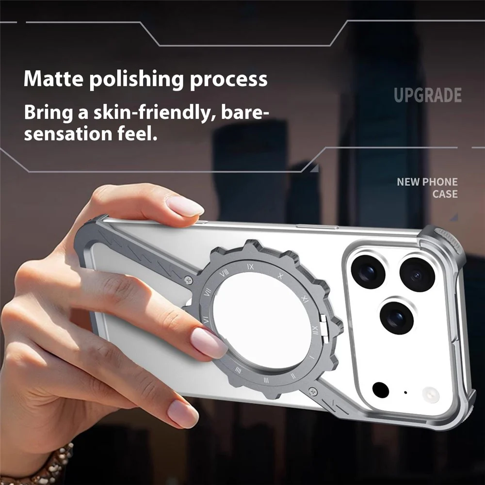 For iPhone 17 Pro Max Kickstand Case Compatible with MagSafe Z Shape Bumper Phone Cover - Silver - Image 4