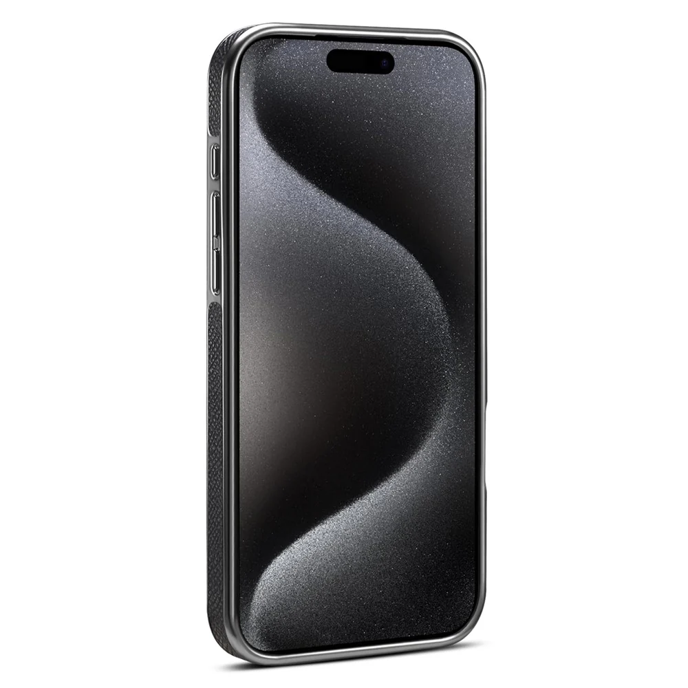 For iPhone 17 Pro Max Kickstand Case Genuine Cow Leather Back Cover Compatible with MagSafe - Black - Image 2