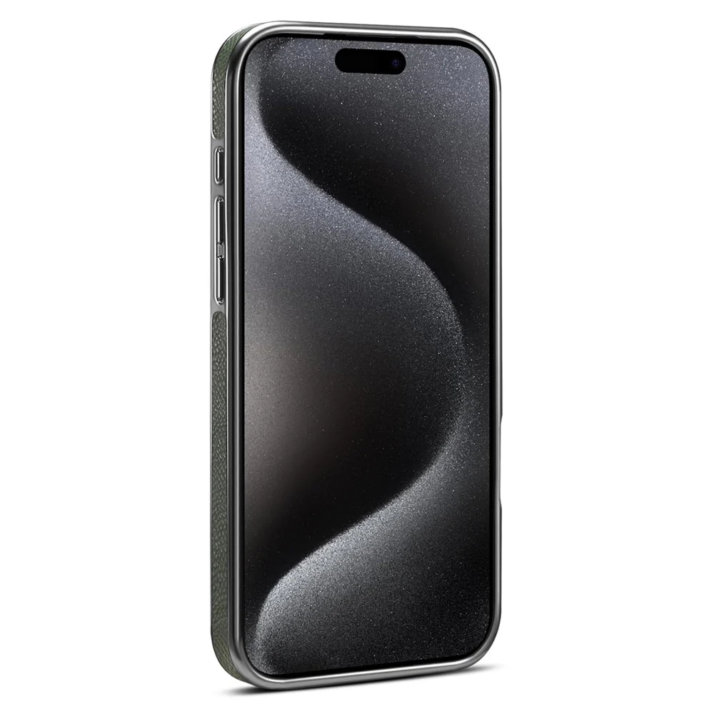 For iPhone 17 Pro Max Kickstand Case Genuine Cow Leather Back Cover Compatible with MagSafe - Green - Image 2