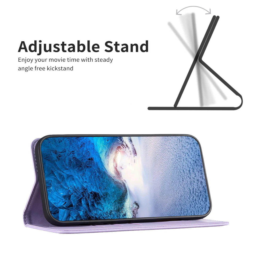 For iPhone 17 Pro Max Leather Case BINFEN COLOR BF18 Phone Stand Cover with Card Slots - Purple - Image 4
