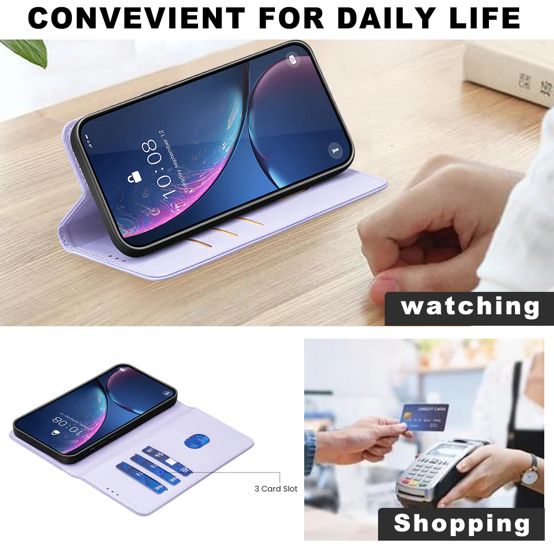 For iPhone 17 Pro Max Leather Case BINFEN COLOR BF18 Phone Stand Cover with Card Slots - Purple - Image 5