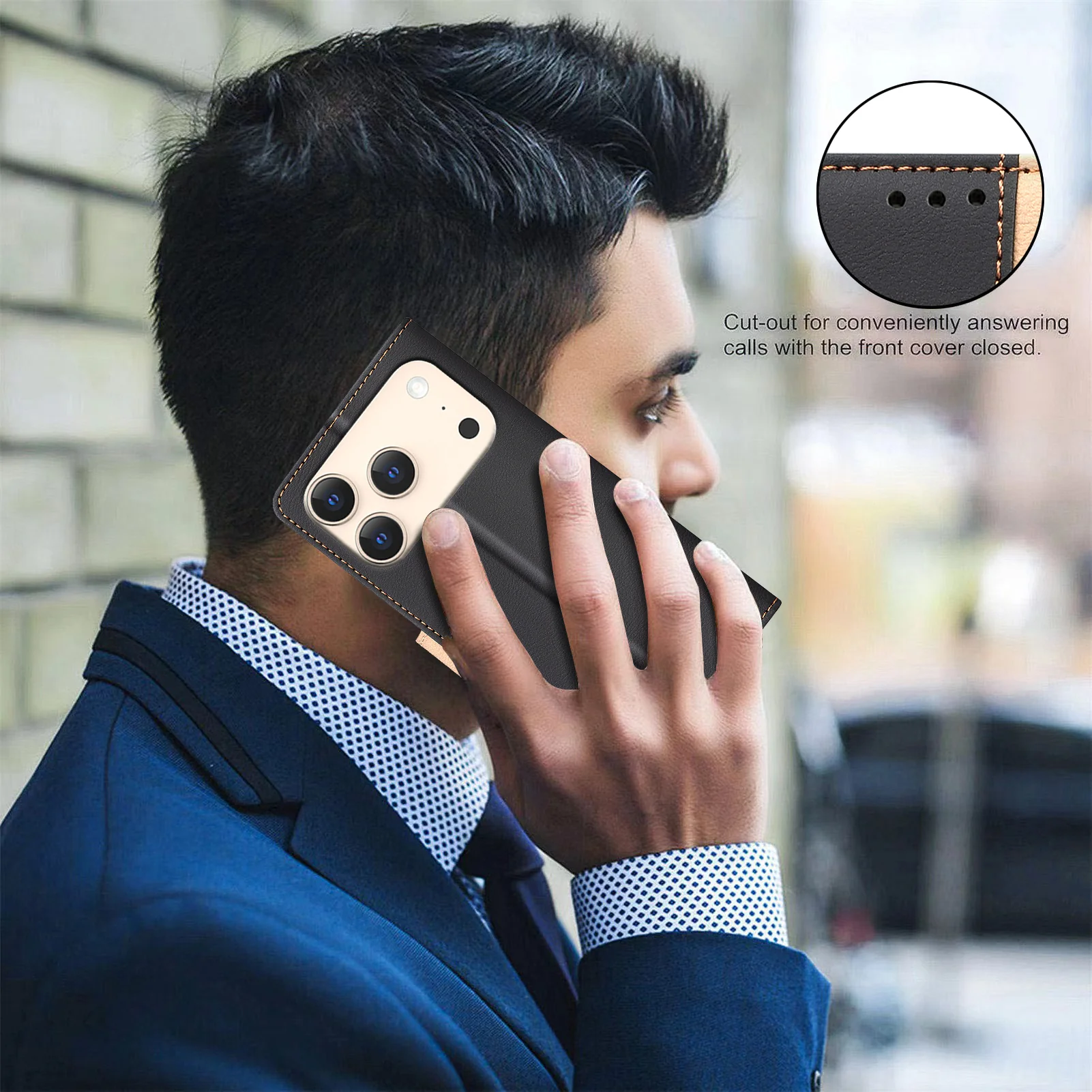 For iPhone 17 Pro Max Leather Case BINFEN COLOR Splicing Color RFID Blocking Wallet Stand Phone Cover - Black - Image 8