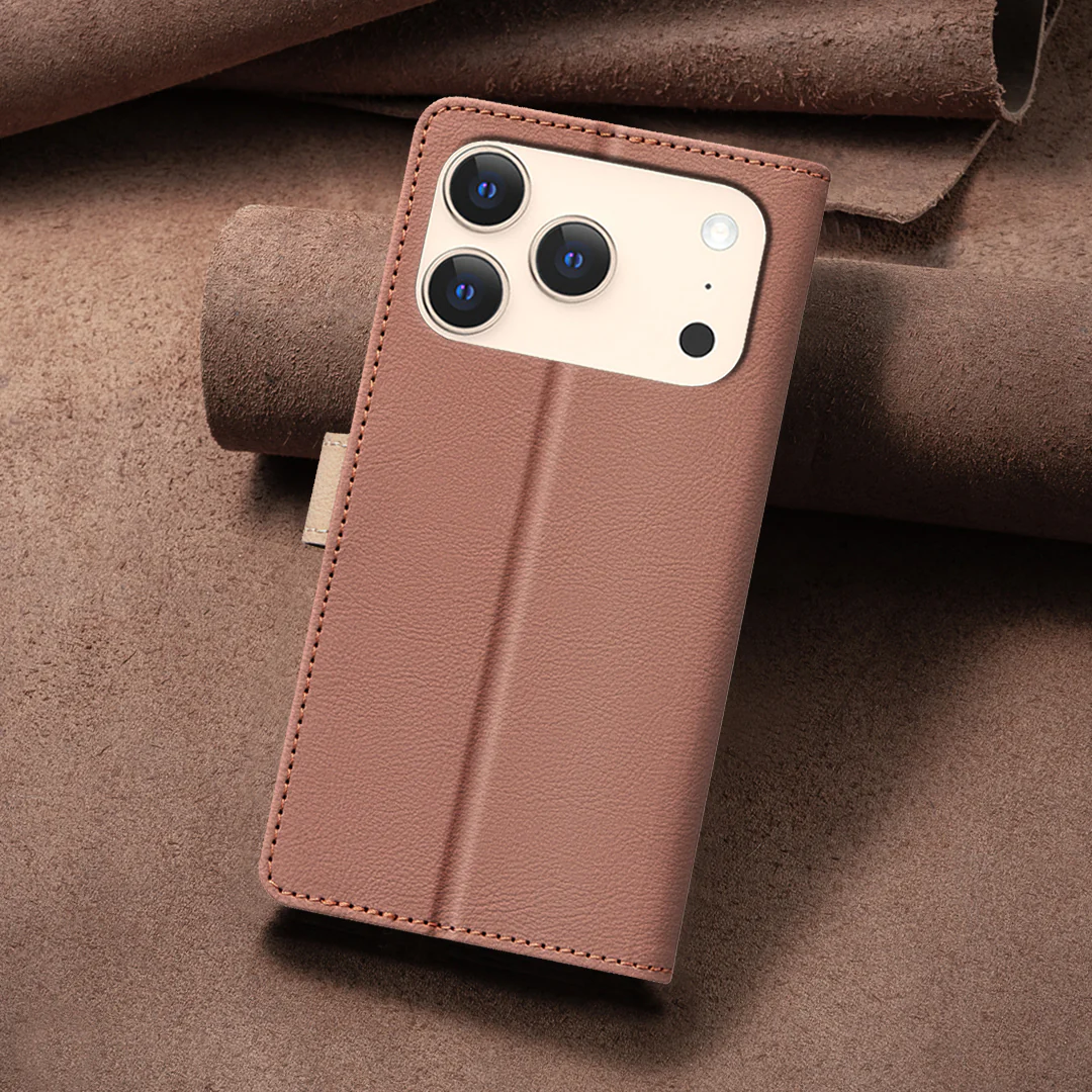 For iPhone 17 Pro Max Leather Case BINFEN COLOR Splicing Color RFID Blocking Wallet Stand Phone Cover - Brown - Image 7