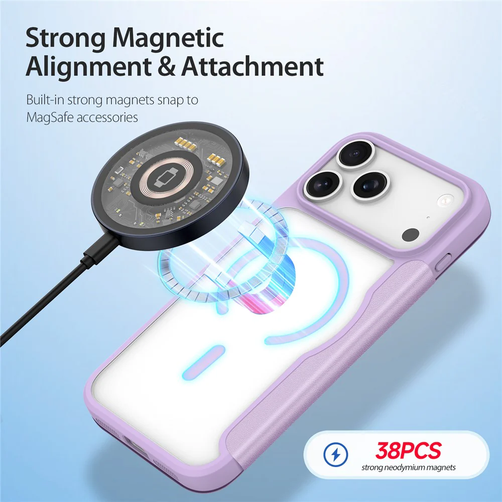 For iPhone 17 Pro Max Leather Case DUX DUCIS Skin X Pro Series Flip Cover Compatible with MagSafe - Purple Pink - Image 4